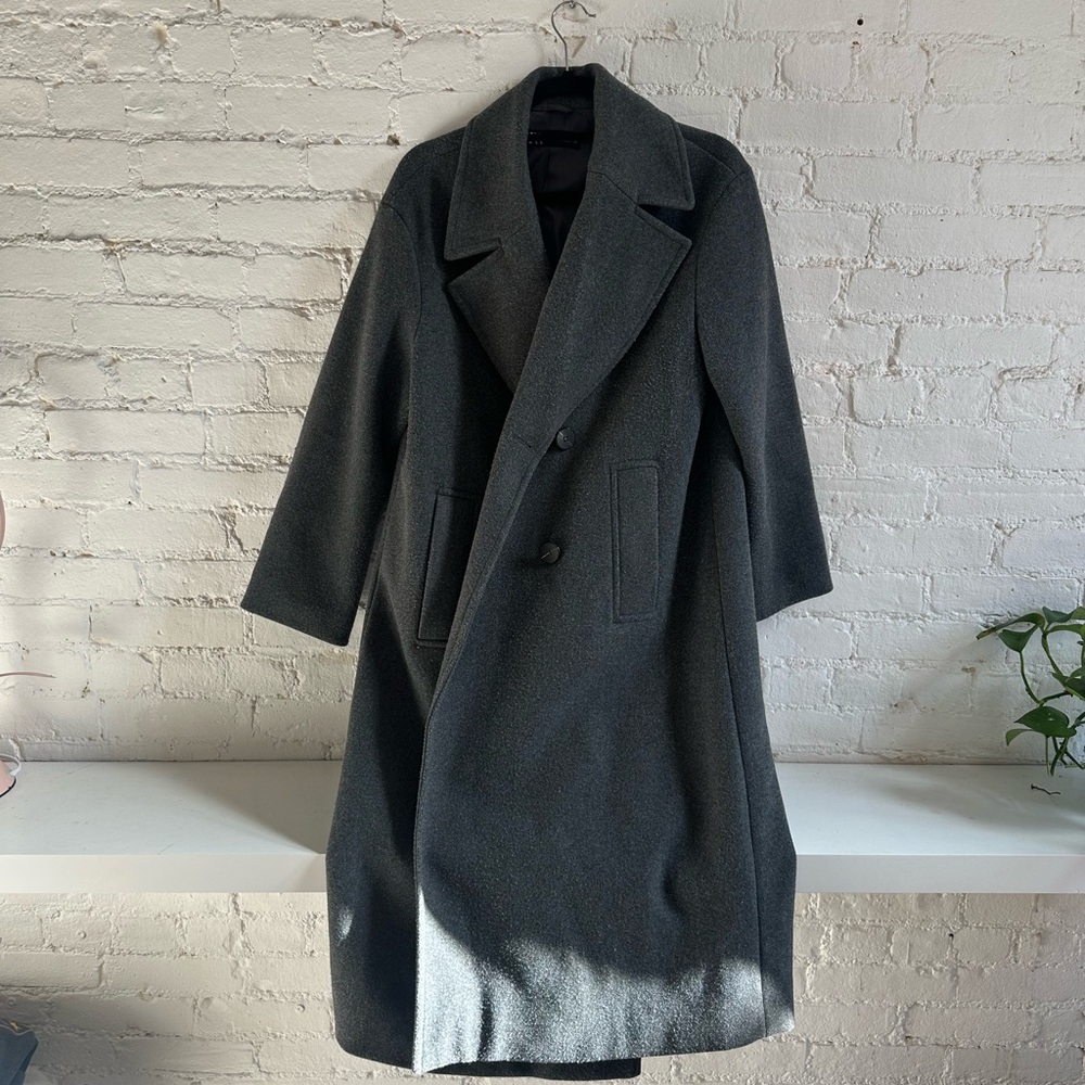 Women's Gray Double-Breasted Coat - Picture 3 of 4